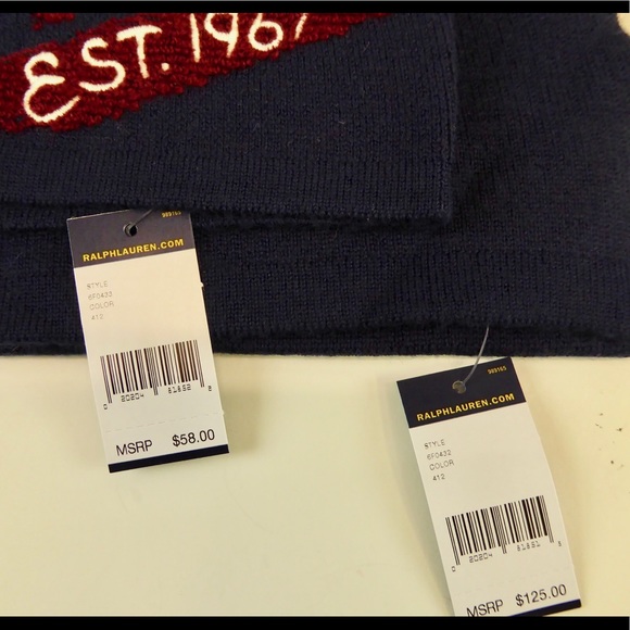 Polo Ralph Lauren 1967 Varsity Scarf Beanie Hat Set NWT RL Merino Wool College - Picture 3 of 8